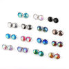 Picture of Stainless Steel Mermaid Fish/ Dragon Scale Ear Post Stud Earrings Silver Tone Mixed Color Round Fish Scale With Resin Cabochons 12mm Dia., Post/ Wire Size: (21 gauge), 1 Set (Approx 15 Pairs/Set)