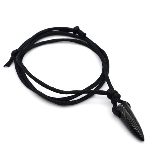 Imagen de Acero Inoxidable + Nylon Hombres Collares Negro Bala 75cm longitud, 1 Unidad