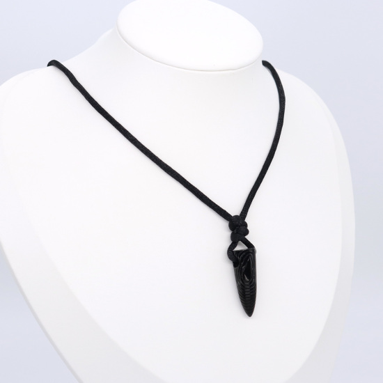 Imagen de Acero Inoxidable + Nylon Hombres Collares Negro Bala 75cm longitud, 1 Unidad