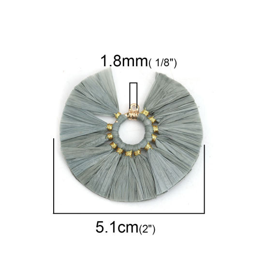 Immagine di Rafia Nappine Ciondoli Tondo Grigio Nappine 5.1cm Dia, 2 Pz