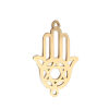 Picture of 304 Stainless Steel Connectors Hamsa Symbol Hand Gold Plated Star Of David Hexagram Hollow 23mm x 14mm, 3 PCs