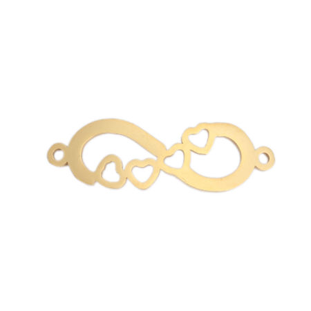 Image de Connecteurs en 304 Acier Inoxydable Symbole"Infini" Doré Cœur Creux à Strass 31mm x 9mm, 3 Pcs