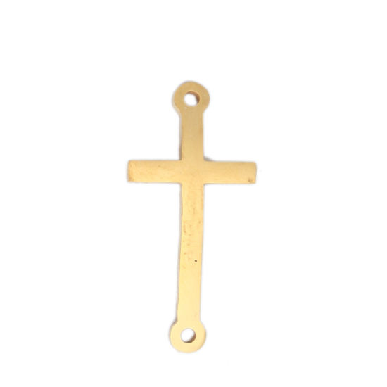 Picture of 304 Stainless Steel Connectors Cross Gold Plated 25mm x 12mm, 3 PCs