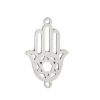 Bild von 304 Edelstahl Verbinder Hamsa Symbol Hand Silberfarbe Hexagramm Davidstern Hohl 23mm x 14mm, 5 Stück