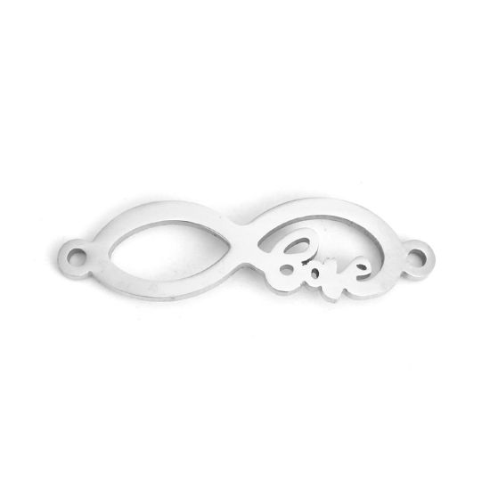 Imagen de 304 Acero Inoxidable Conectores Símbolo del infinito Tono de Plata Love Hueco 3.2cm x 0.9cm, 5 Unidades
