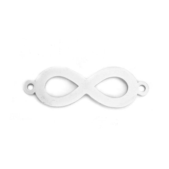 Picture of 304 Stainless Steel Connectors Infinity Symbol Silver Tone Hollow 29mm x 10mm, 5 PCs