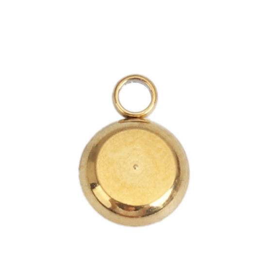 Picture of 304 Stainless Steel & Glass Charms Round Gold Plated Yellow Faceted 8mm x 6mm, 10 PCs