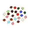 304ステンレス鋼+ガラス コネクター 円形 金メッキ ランダムな色 ファセット 15mm x 9mm、 10 の画像