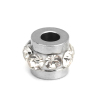 Picture of 304 Stainless Steel Beads Cylinder Silver Tone Clear Rhinestone 5mm x 4mm, Hole: Approx 1.8mm, 10 PCs