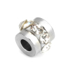 Picture of 304 Stainless Steel Beads Cylinder Silver Tone Clear Rhinestone 5mm x 4mm, Hole: Approx 1.8mm, 10 PCs