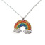 Image de Colliers en Acier Inoxydable Argent Mat Arc-en-ciel Multicolore Zirconia Cubique 46cm Long, 1 Pièce