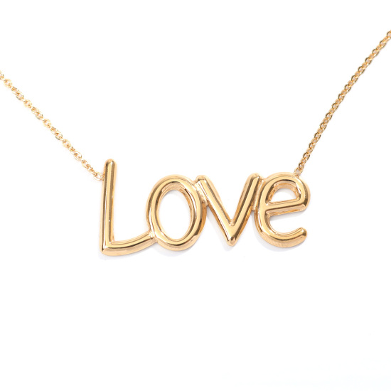 ステンレス鋼 ネックレス 金メッキ 文字“ LOVE ” 45cm長さ、 1 本 の画像