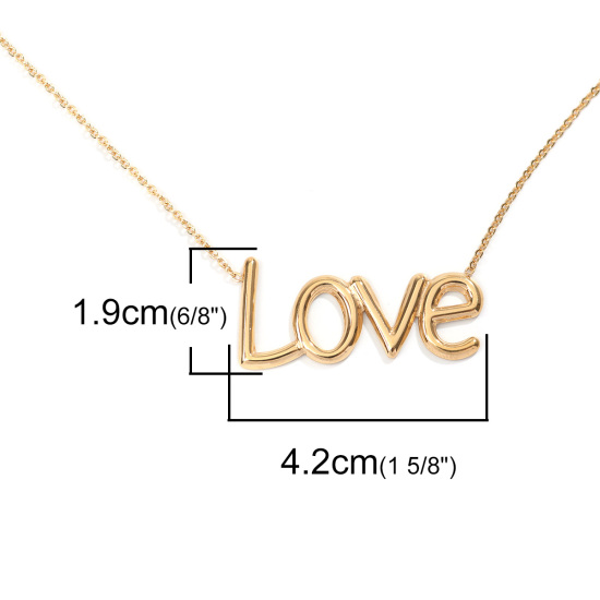 ステンレス鋼 ネックレス 金メッキ 文字“ LOVE ” 45cm長さ、 1 本 の画像