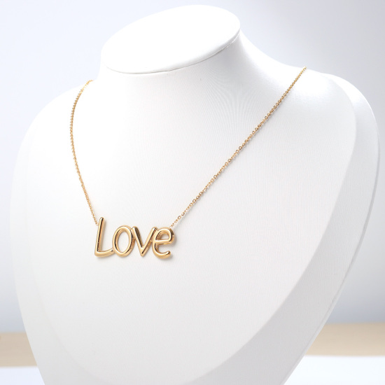 ステンレス鋼 ネックレス 金メッキ 文字“ LOVE ” 45cm長さ、 1 本 の画像