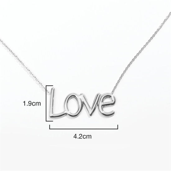 ステンレス鋼 ネックレス 金メッキ 文字“ LOVE ” 45cm長さ、 1 本 の画像
