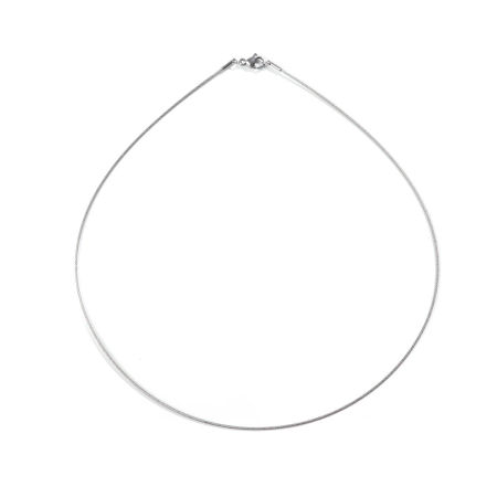 Picture of Wholesale Collar Neck Ring Necklace, Silver Tone 304 Stainless Steel, Unisex Minimalist Gift Jewelry For Retailer, 45cm(17.7") long, Chain Size: 1mm, 1 Piece