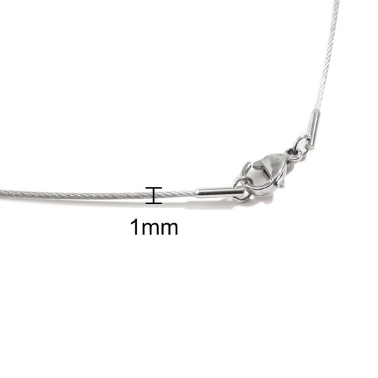 Image de Collier Tour de Cou en 304 Acier Inoxydable Simple Argent Mat 45cm Long, 1 Pièce