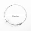 Picture of 304 Stainless Steel Bangles Bracelets Silver Tone Adjustable 23cm(9") long - 20cm(7 7/8") long long, 1 Piece