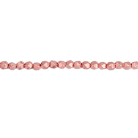 Picture of (Grade B) Hematite ( Natural ) Beads Polygon Rose Gold About 3mm x 3mm, Hole: Approx 1mm, 40.5cm(16") - 40cm(15 6/8") long, 1 Strand (Approx 132 PCs/Strand)