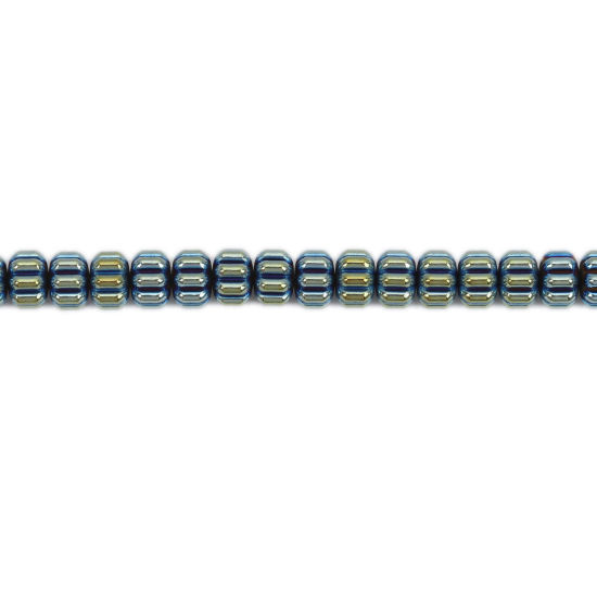 Image de (Classement B) Perles en Hématite （ Naturel ） Fleur Bleu 8mm x 8mm, Trou: env. 1mm, 41cm - 40cm long, 1 Enfilade (Env. 70 Pcs/Enfilade)