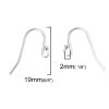Picture of Sterling Silver Ear Wire Hooks Earring Findings Platinum Plated W/ Loop 19mm x 14mm, Post/ Wire Size: (21 gauge), 2 PCs