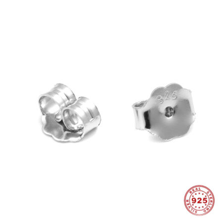 Picture of Sterling Silver Ear Nuts Post Stopper Earring Findings Findings Platinum Plated 6mm x 5mm, 2 Pairs