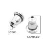 Picture of Sterling Silver Ear Nuts Post Stopper Earring Findings Findings Bullet Platinum Plated 5.5mm x 4.5mm, 2 Pairs