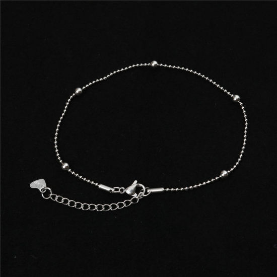 Bild von 304 Edelstahl Einfach Gliederkette Kette Fußketten Silberfarbe 23cm lang, 1 Strang