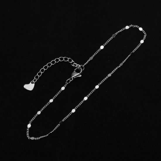 Bild von 304 Edelstahl Fußketten Silberfarbe 22cm lang, 1 Strang