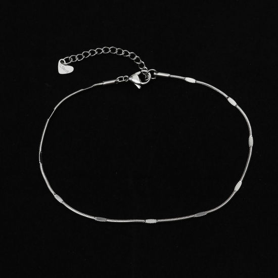 Bild von 304 Edelstahl Fußketten Silberfarbe 23.5cm lang, 1 Strang