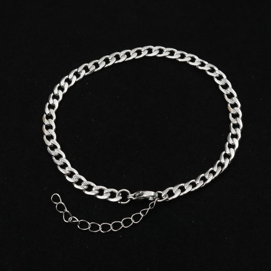 Bild von 304 Edelstahl Fußketten Silberfarbe 23cm lang, 1 Strang