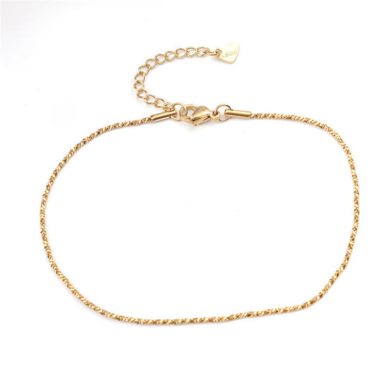 Picture of 1 Piece Vacuum Plating 304 Stainless Steel Anklet Gold Plated 23.5cm(9 2/8") long