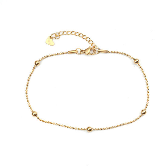 Picture of 1 Piece Vacuum Plating 304 Stainless Steel Anklet Gold Plated 23cm(9") long