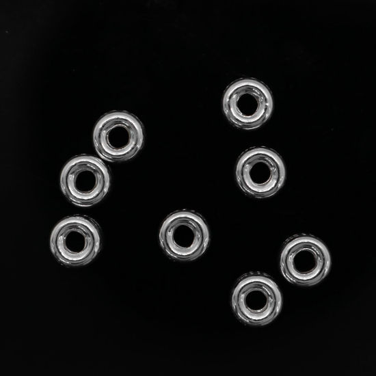 Image de Perles d'Entretoise en Argent Pur Roue Argent 6mm Dia., Trou: Env. 2.3mm, 5 Pcs