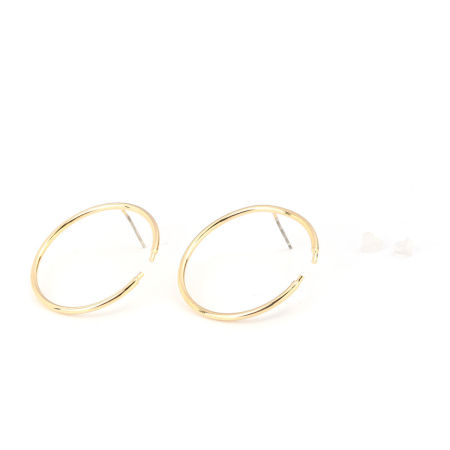 Image de Boucles d'Oreilles Puces en Laiton Plaqué Or Véritable 18K Rond 3cm x 3cm, Epaisseur de Fil: (21 gauge), 6 Pcs