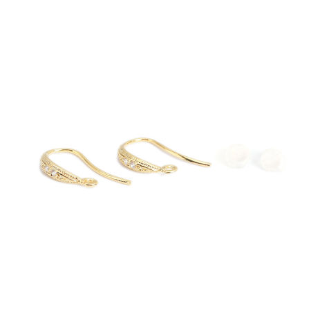 Image de 6 Pcs Boucles d'Oreilles Crochets Accessories pour DIY Fabrication de Bijoux en Laiton Plaqué Or Véritable 18K Goutte d'Eau avec Boucle 15mm x 9mm, Epaisseur de Fil: 1mm(taille 18)