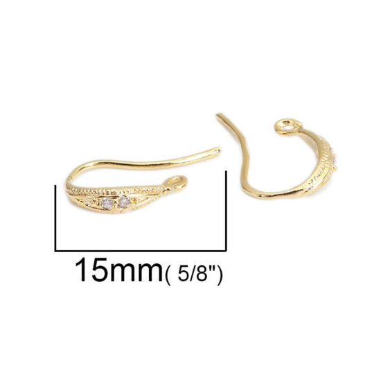 Bild von Messing Ohrring 18K Vergoldet Tropfen M/Öse 15mm x 9mm, Drahtstärke: (18 gauge), 6 Stück