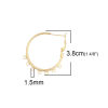 Picture of Brass Ear Post Stud Earrings 18K Real Gold Plated Round W/ Loop 3.8cm x 3.5cm, Post/ Wire Size: (20 gauge), 4 PCs                                                                                                                                             