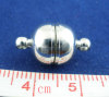 Picture of Magnetic Hematite Magnetic Clasps Ball Silver Tone 16mm x 10mm, 10 Sets