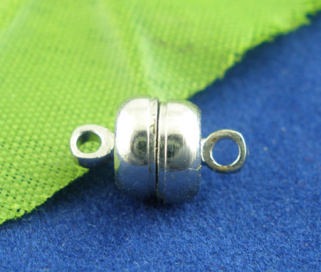 Magnetic Hematite Magnetic Clasps Ball Silver Tone 11mm, 30 Sets