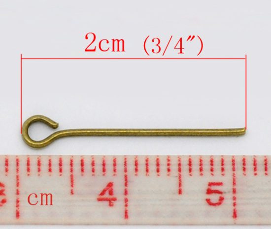 Picture of Alloy Eye Pins Antique Bronze 20mm( 6/8") long, 0.7mm (21 gauge), 700 PCs