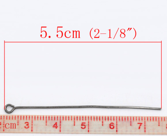 Picture of Alloy Eye Pins Gunmetal 5.5cm(2 1/8") long, 0.7mm (21 gauge), 300 PCs