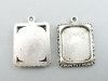 Picture of Zinc Based Alloy Cabochon Settings Pendants Rectangle Antique Silver Color (Fits 16mm x 13mm) 21mm x 18mm, 20 PCs