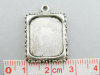 Picture of Zinc Based Alloy Cabochon Settings Pendants Rectangle Antique Silver Color (Fits 16mm x 13mm) 21mm x 18mm, 20 PCs