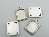 Picture of Zinc Based Alloy Cabochon Settings Pendants Rectangle Antique Silver Color (Fits 16mm x 13mm) 21mm x 18mm, 20 PCs