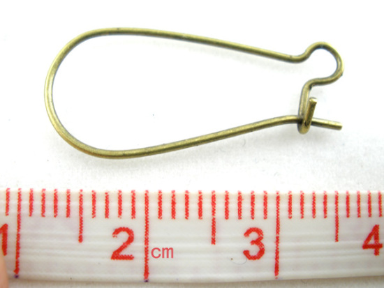 Picture of Alloy Kidney Ear Wire Hooks Earring Findings Antique Bronze 24mm x 11mm, Post/ Wire Size: (21 gauge), 250 PCs