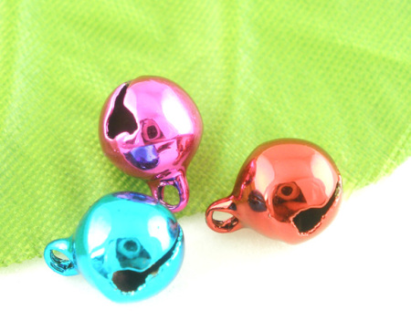 120 PCs Brass Charms At Random Mixed Color Christmas Jingle Bell 8mm x 8mm