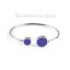 Picture of 304 Stainless Steel Open Cuff Bangles Bracelets Silver Tone Blue Round Elastic 18.3cm(7 2/8") long, 1 Piece