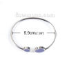Imagen de 304 Acero Inoxidable Abierta Cuff Brazaletes Pulseras Tono de Plata Azul Ronda Elástico 18.3cm longitud, 1 Unidad