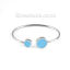 Picture of 304 Stainless Steel Open Cuff Bangles Bracelets Silver Tone Skyblue Round Elastic 18.3cm(7 2/8") long, 1 Piece